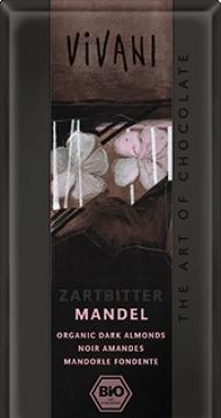 Hořká čokoláda s mandlemi  VIVANI 100g-BIO